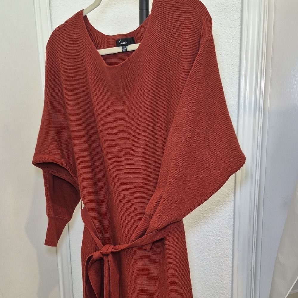 Lulu's Terracotta Scoop Neck Sweater
